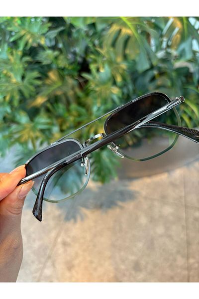 funeyes Energy Metal Frameless Black Thin Lightweight Sunglasses Uv400 Protection Premium Glasses