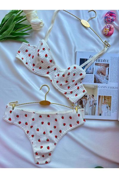 SİLVER MİRROR Set de lenjerie intima din bumbac cu sutien floral