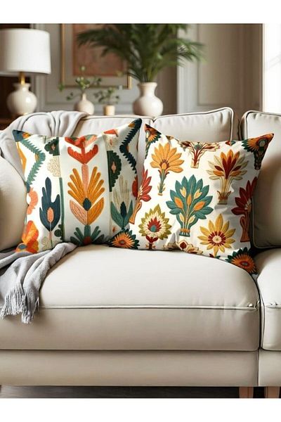 CANİLA Digital Printed Double-Sided Throw Pillow Cover Set Of 2