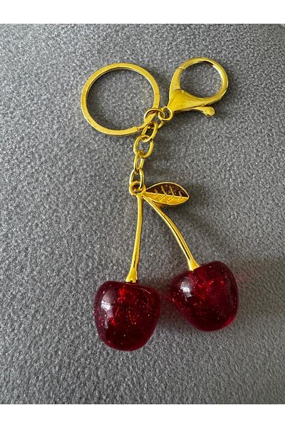 magische Cherry Charm Silvery Bag Ornament Viral Keychain Gold Detail