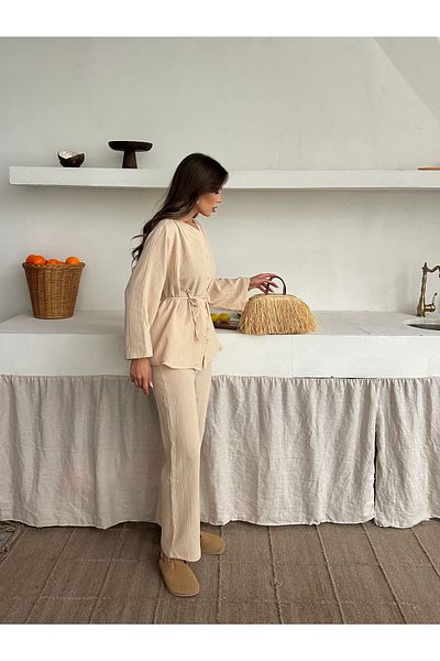 AÈC PRIVÈ Women's Elizabeth Shirt Pants Suit (100% Cotton Fabric Anti-Sweat / Much-Loved Shirt Suit)