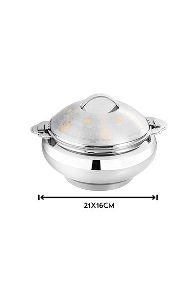 ALSAIF Al Saif High-Quality Stainless Steel Food Container with Golden Engraving, 2.2 Liters