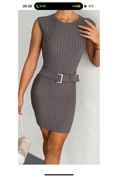 Butic Mini Dress with Belt Detail Stripes