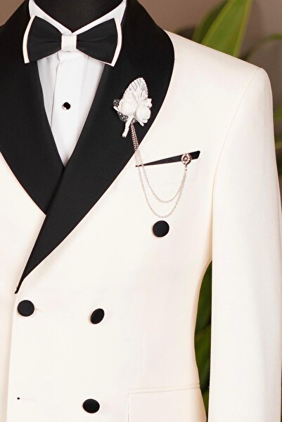 Terziayhan T01- Ta01 Model Slimfit Shawl Collar Double Breasted Groom Suit