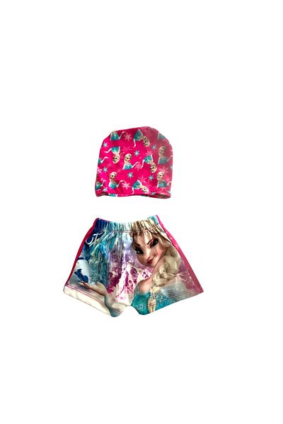 Arya Nisa Kids Girl's Winter Princess Printed Bottom Top Swimsuit Bone Suit