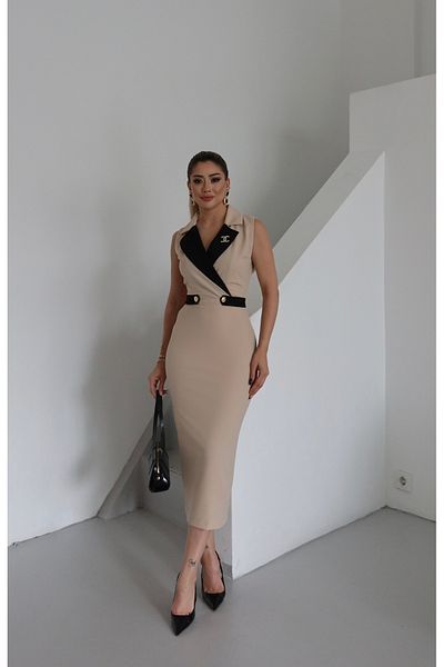 1Moda1Tarz Γυναικείο πουκάμισο με γιακά με επένδυση, προσαρμοσμένη καρφίτσα και λεπτομέρεια με κουμπιά με επένδυση