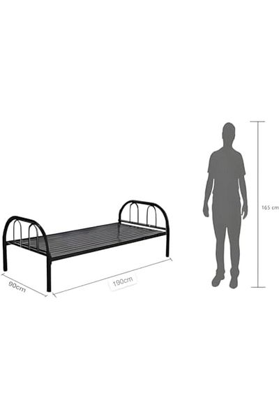 l'elefante Single Metal Bed Frame 90x190 cm – Heavy Duty Steel Bed for Adults, Staff, Hostel & Gue