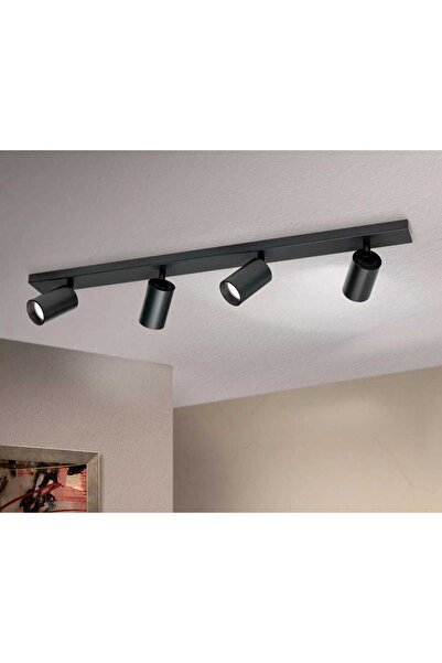 demet habek mylights Dörtlü gün ışığı ampullü 4lü hareketli LED spot led avize tavan spot siyah avize