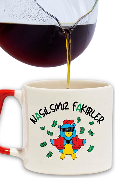 qoeuyl boutique How Are You Poor Printed Fun Gift Modern Ceramic Mug with Colorful Handles