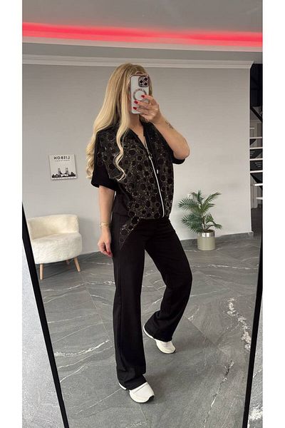 Bella Belluci New Season Hooded Zippered Stone Print Bottom Top Set