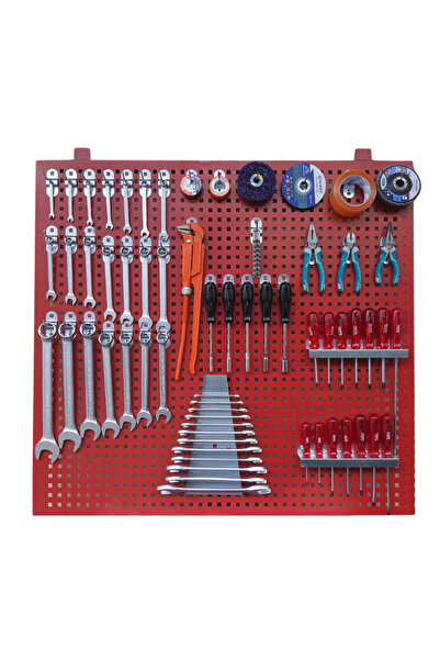 VIKTEC 100 cm Metal Askı Panosu ve Kanca + Tornavidalık + Anahtarlık Seti
