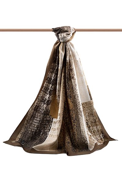 Vissona Πολυτελές Medina Silk Houndstooth μοτίβο βιζόν Χρώμα 75x195 Ανθεκτικό σάλι Moss Crepe Τύπος ραφής Ιταλικό όρθιο