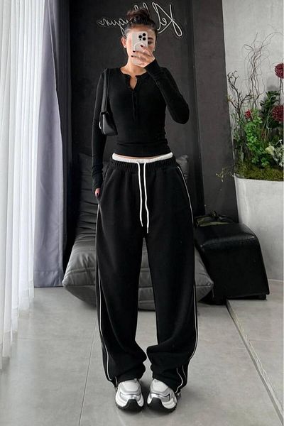 Weekeep Y2K Ribbon Detail Trend Sweatpants/Pants