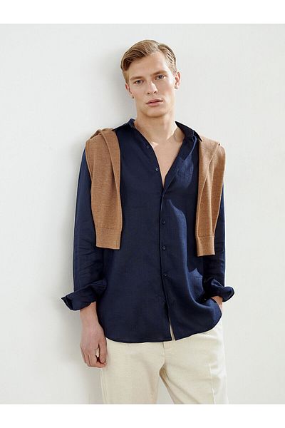 LC Waikiki Regular Fit Long Sleeve Linen Men's Shirt