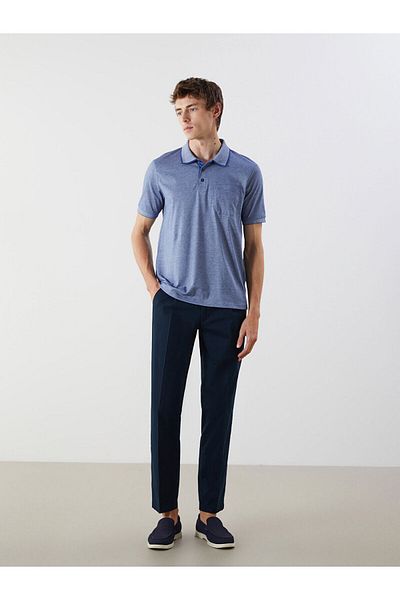 LC Waikiki Ανδρικό μπλουζάκι Polo Collar ριγέ χτενισμένο βαμβακερό