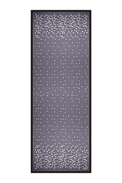Bursa İpek Anthracite Snowdrop Pattern Twill Silk Shawl