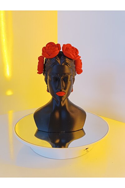 Store Kırmızı Güller İçinde F. Kahlo Büst FIGÜR 17 CM