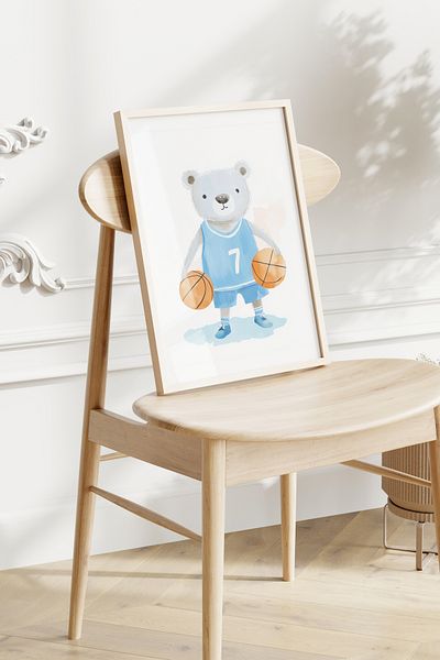 Home Decor pentru camera copiilor Koala din 3 piese, tricou de baschet, decor camera pentru adolescenți, poster fără cadru