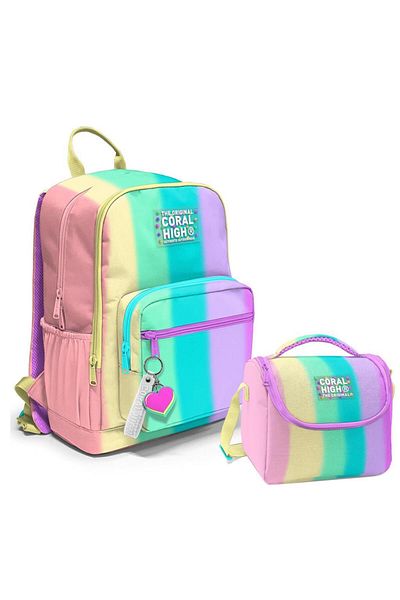 Coral High Set de 2 ghiozdane de școală cu model în dungi Nutrition 23630