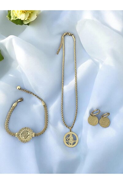 Constanza Exclusive Tuğra Seti Paslanmaz Çelik Takı Set 064