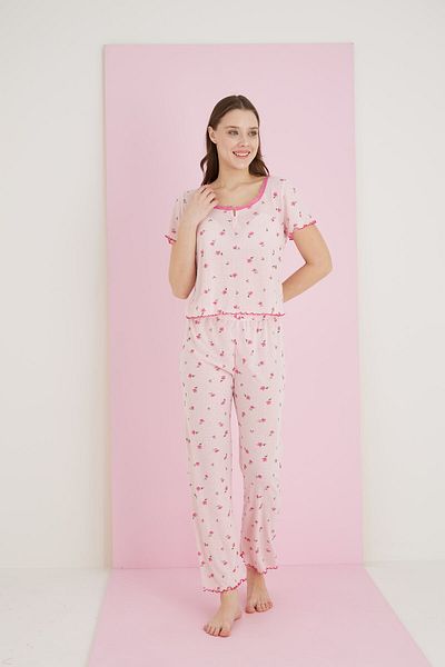 ELİTOL Jacquard Viscose Lace Pajama Set