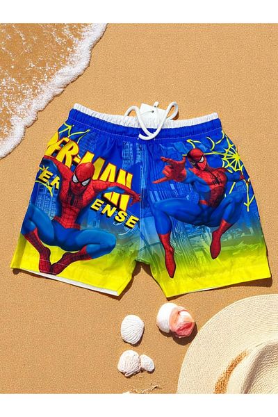 MİLAYS LİFE HOME COLLECTİON PANTALONI SCURT DE MARE ȘI DE POOL CU IMPRIMARE DE CARACTERE BĂIEȚI, CU șireturi în talie, cu plasă