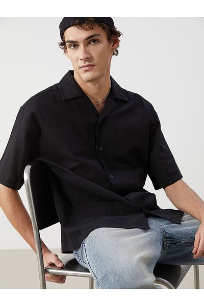 LC Waikiki Ανδρικό πουκάμισο με κοντό μανίκι λινό look
