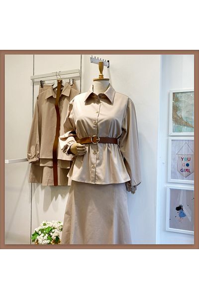Faya Boutique Σετ βιζόν με ζώνη και λεπτή φούστα Gabardine