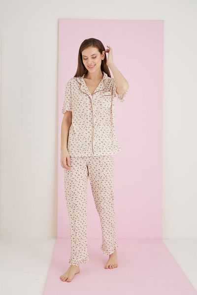 ELİTOL Reported Viscose Buttoned Pajama Set