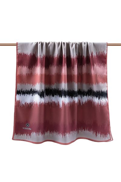 Vissona Luxury Medina Silk Frequency - Γκρι με μοτίβο & χρώμα σε σκόνη 75x195 Χωρίς ζάρες Σάλι Moss Crepe Τύπος ραφής Ιταλία