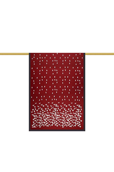 Bursa İpek Burgundy Snowdrop Pattern Twill Silk Shawl