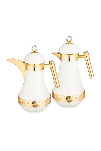 ALSAIF Al Saif Joyla Flask Set With White And Gold Shine Finish