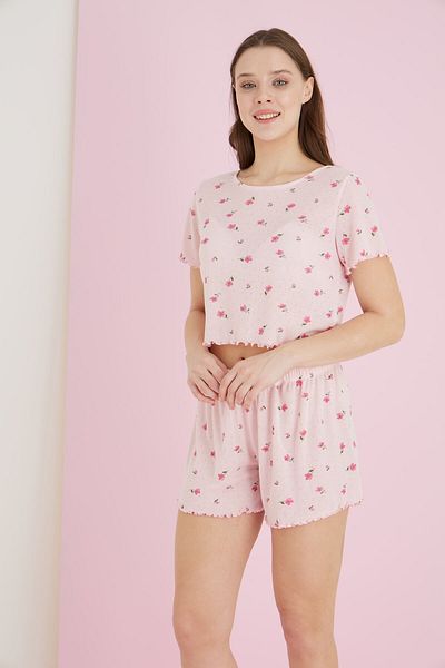 ELİTOL Jacquard Viscose Short Sleeve Shorts Set