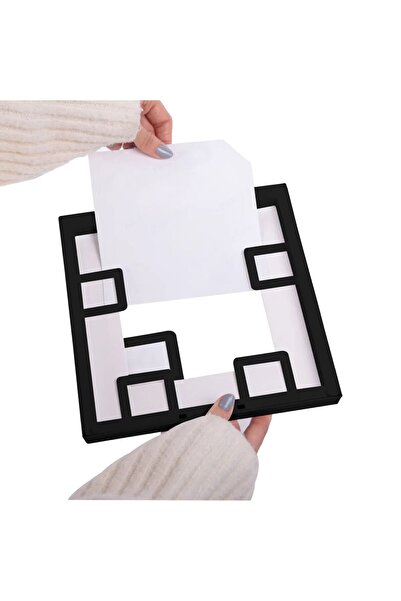 LİFE GLOBAL Adhesive Mountable Removable Black 21X21Cm Square Photo Frame with Mat - Pack of 3 Pvc Li