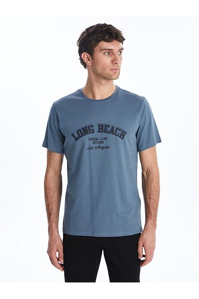 LC Waikiki Tricou pentru bărbați din bumbac pieptănat cu mânecă scurtă cu decolteu