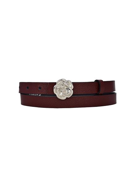 GoDeri 100% Genuine Leather, Silver Buckle Thin 2 cm Claret Red Women's Belt; Dress Belt, Trouser Belt_Gülr
