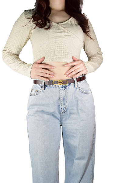 GoDeri %100 Hakiki Deri, Gold Renk Tokalı İnce 2 cm Bordo Kadın Elbise, Pantolon Kemeri; uzun.zincir