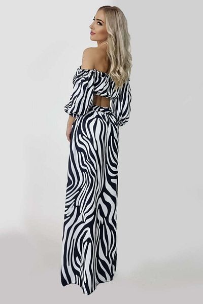 FashionForYou Naila Beach Set, Skirt And Short Top, Zebra, Universal Size S/m