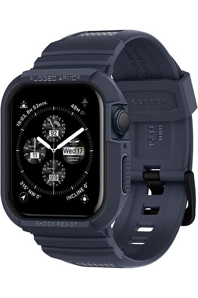 Spigen سوار Rugged Armor PRO لساعة Apple Watch مع حافظة لسلسلة 9/8/7/SE2/6/SE/5/4 - رمادي فحمي