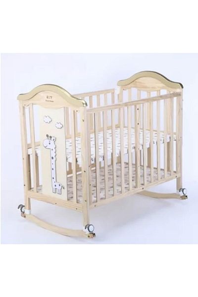 l'elefante 9 in 1 Convertible Baby Crib Bamboo Cot Bed with Swing, Desk & Wheels - Includes Mosquito Net, Adjus