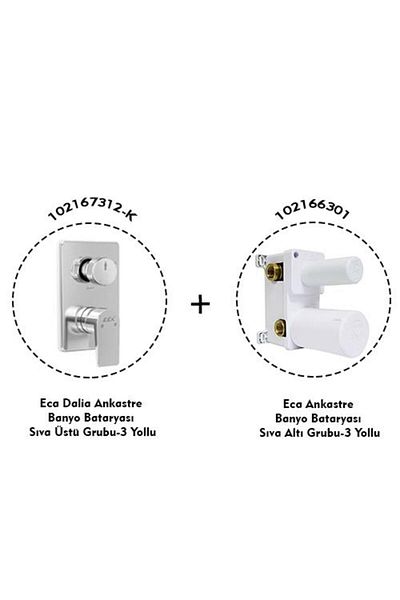Eca Dalia Concealed Bathroom Faucet 2 Piece Set / 3 Way (102167312-K 102166301)