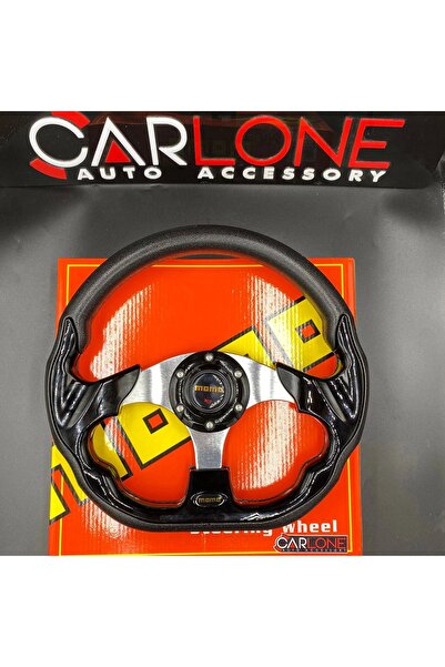 carlone Momo Spor Direksiyon 32cm Siyah-Altı Kesikli Yarış Spor Direksiyonu