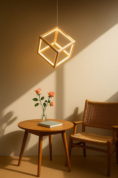 qwell Modern gold chandelier, yellow light, 36W, diameter 20cm