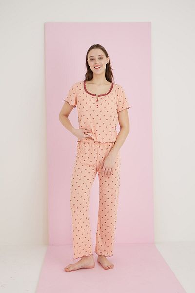 ELİTOL Jacquard Viscose Lace Pajama Set