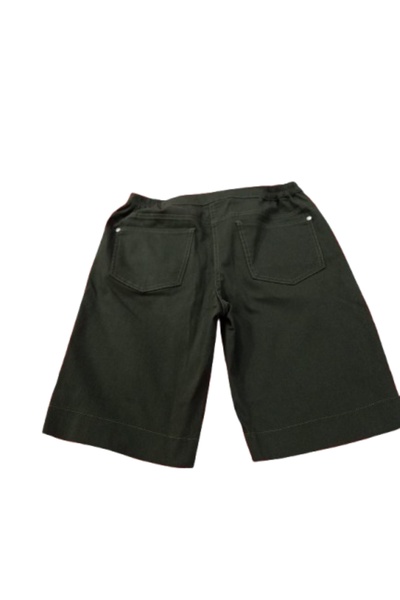 ZY BUTİK Khaki Elastic Waist Slim Gabardine City Size Denim Shorts
