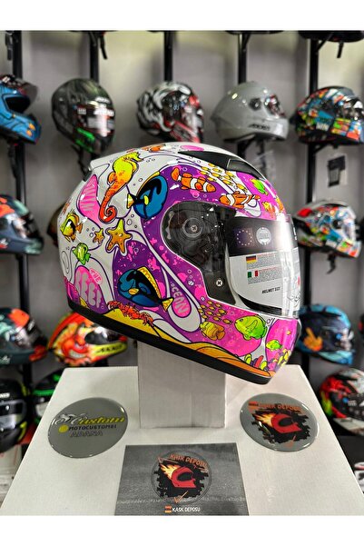 Sway Sw 815k Ocean White Pink Full Face Çocuk Kaskı Sertifikalı