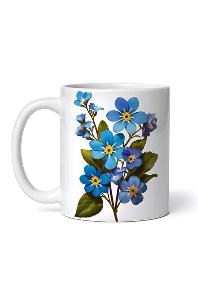 OEM Personalized White Mug, Forget-me-not Flowers, Inovatix®. 330ml