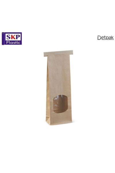 SKP Plastic كيس ورقي بني بنافذة شفافة مقاس سمول (25 حبة)