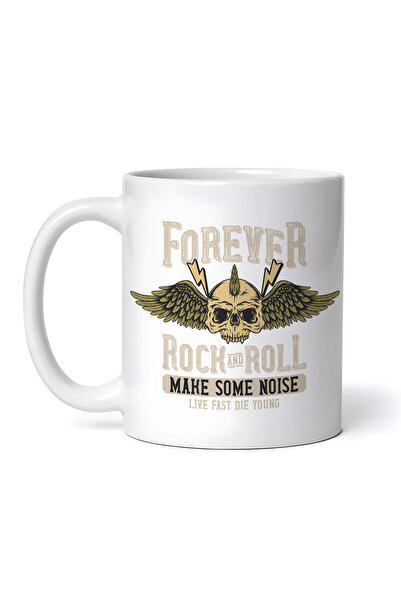 OEM Cană albă personalizată, Forever rock and roll make some noise Lie fast d...