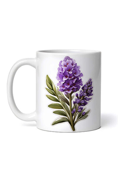 OEM Cană albă personalizată, flori de lavandă cu boboci și frunze, INOVATIX®....